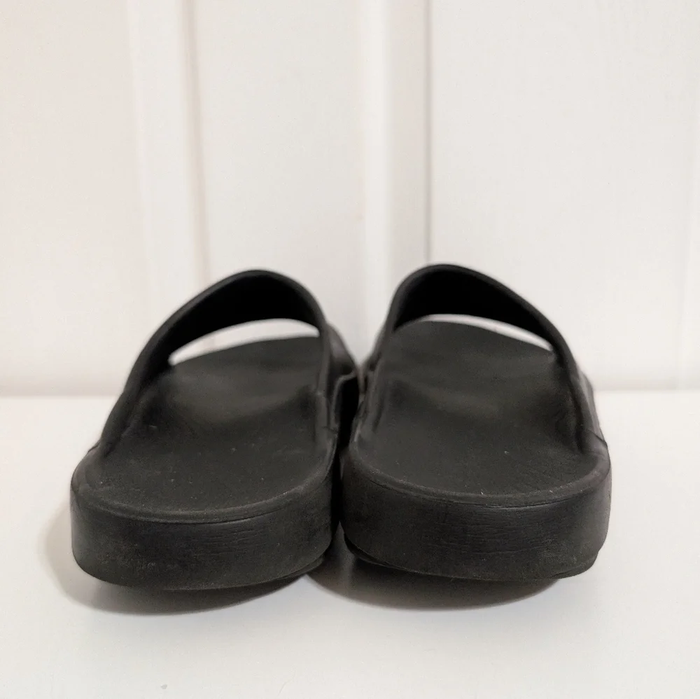 OOFOS Sandals Men Size 8 OOahh Slide Recovery Black Comfort Sport Shoe Womens 10